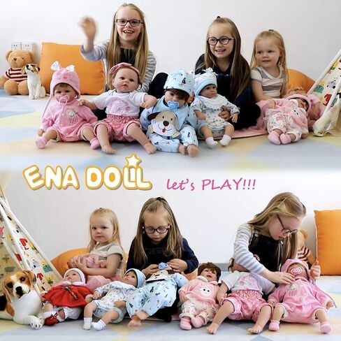 ENADOLL Reborn Baby Boy Doll واقعية سيليكون الفينيل 10 بوصة لينة الجسم نابض بالحياة دمية هدية مجموعة للأعمار 3+ (عيون مفتوحة الصبي الأزرق) in Kuwait