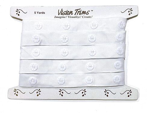 2 Yards Plastic Snap Button Large Jumbo Size Polyester Tape Hook & Eye Zipper Popper Press Stud Fastener Baby Crotch Fastening Duvet Sewing Renaissance Dance Costume Drapery Lingerie- White - #3W-2 in Saudi Arabia