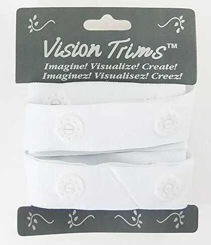 2 Yards Plastic Snap Button Large Jumbo Size Polyester Tape Hook & Eye Zipper Popper Press Stud Fastener Baby Crotch Fastening Duvet Sewing Renaissance Dance Costume Drapery Lingerie- White - #3W-2 in Saudi Arabia