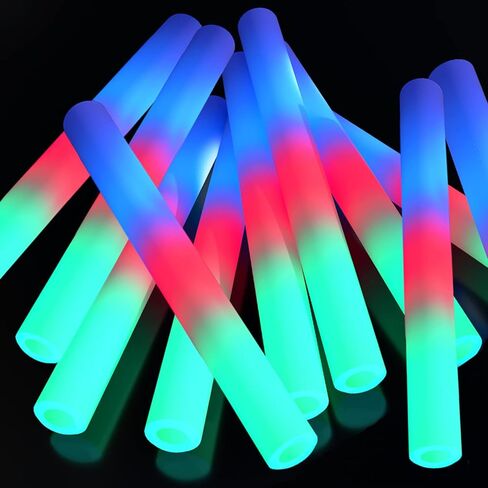 KOSNPATY 15 Pcs Foam Sticks Bulk, LED Light Up Glow in the Dark Party Supplies for Kids Adults, 3 Flash Modes, for Wedding Halloween Birthday Christmas Rave Party Favors in Saudi Arabia