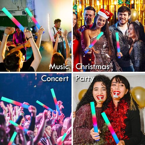 KOSNPATY 15 Pcs Foam Sticks Bulk, LED Light Up Glow in the Dark Party Supplies for Kids Adults, 3 Flash Modes, for Wedding Halloween Birthday Christmas Rave Party Favors in Saudi Arabia
