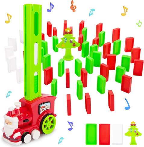 MCPINKY 124PCS Domino Train Toy Set, Building and Stacking Toy Blocks Domino Set Automatic Dominoes Stacking Creative Game for Boys Girls Age 3-8 in Saudi Arabia