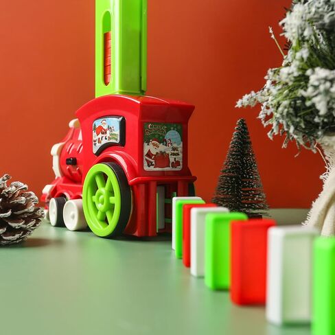 MCPINKY 124PCS Domino Train Toy Set, Building and Stacking Toy Blocks Domino Set Automatic Dominoes Stacking Creative Game for Boys Girls Age 3-8 in Saudi Arabia