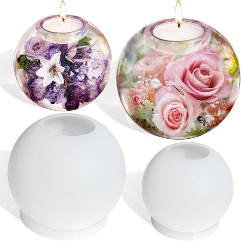 Actvty Tealight Candle Holder Resin Molds, Set of 3 Cylindrical Candlestick Epoxy Casting Silicone Molds for Resin DIY Crystal Votive Candle Holders Wedding Party Home Decoration in Kuwait