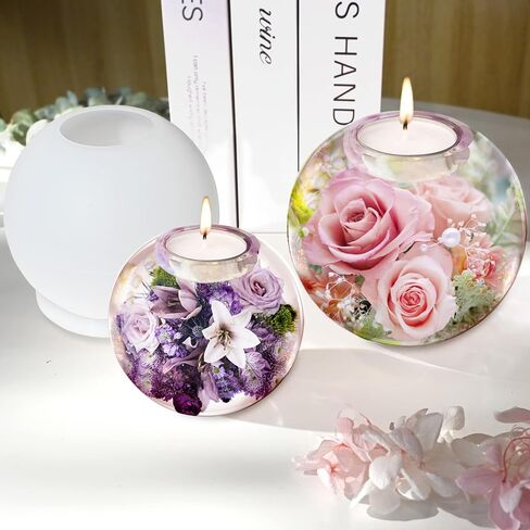 Actvty Tealight Candle Holder Resin Molds, Set of 3 Cylindrical Candlestick Epoxy Casting Silicone Molds for Resin DIY Crystal Votive Candle Holders Wedding Party Home Decoration in Kuwait