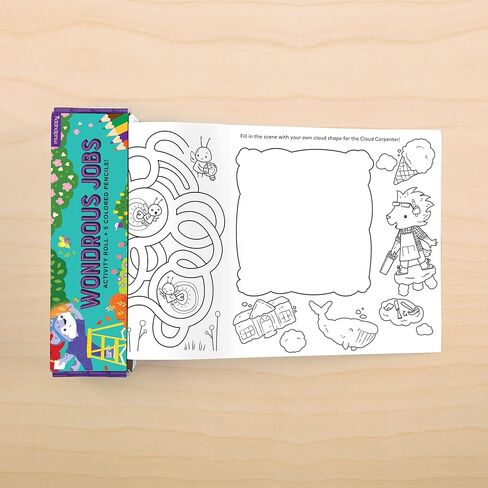 Mudpuppy Outer Space Activity Roll, Features coloring, mazes, spot The difference, and more!, 5 colored pencils included, The perfect travel activity for kids ages 4-10 in Saudi Arabia