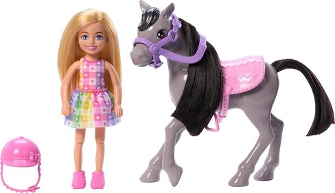 Barbie Chelsea Doll & Horse Toy Set, Includes Helmet Accessory & Saddle, Doll Bends at Knees to “Ride" Gray Pony in Saudi Arabia