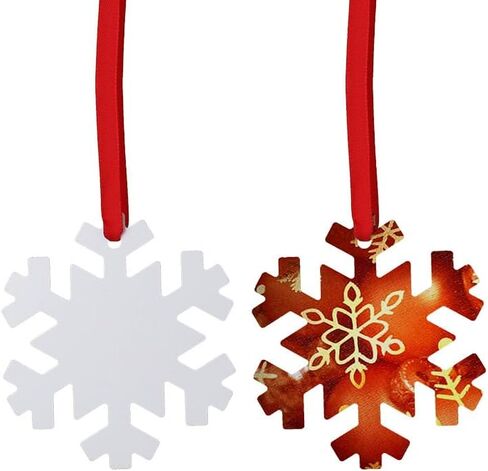 Sempoda 48pcs زخرفة التسامي فارغة، زخرفة عيد الميلاد الفراغات مزدوجة الجوانب، التسامي غير المكتمل فارغة مع الحبال الحمراء، MDF نقل المعلقات معلقة فارغة لعيد الميلاد DIY الحرفية ديكور المنزل in Kuwait