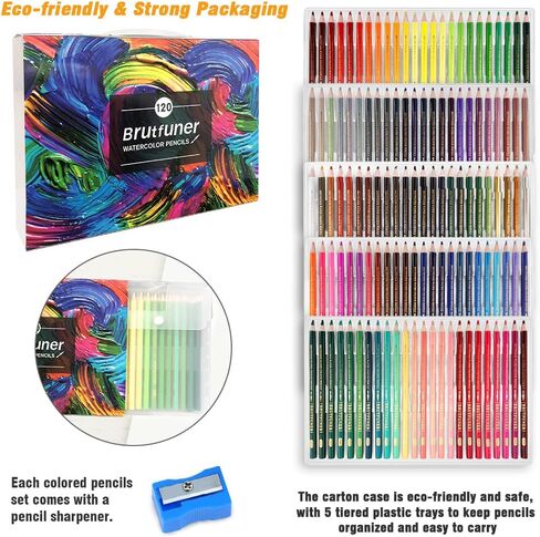 LBW Watercolor Pencils 120 Professional Water Color Pencils Set Colored Pencils for Adult Coloring Book Blending Sketching in Kuwait