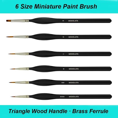 مجموعة فرش الطلاء من ديتايل موديل- 6 قطع من فرش الطلاء المصغر للأكريليك، ألوان مائية - مجموعات الطائرات، سيراميك، نموذج بلاستيكي، وارهامر 40 كيلو in Kuwait