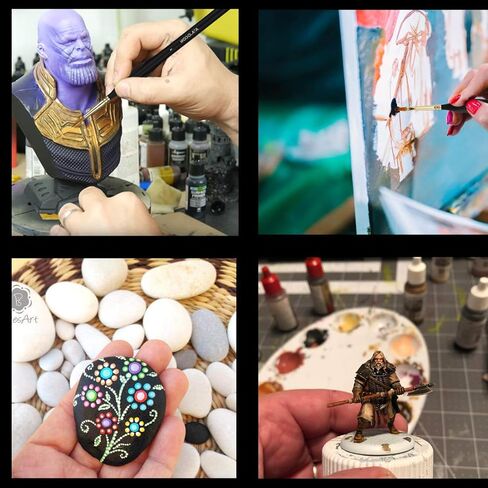 مجموعة فرش الطلاء من ديتايل موديل- 6 قطع من فرش الطلاء المصغر للأكريليك، ألوان مائية - مجموعات الطائرات، سيراميك، نموذج بلاستيكي، وارهامر 40 كيلو in Kuwait