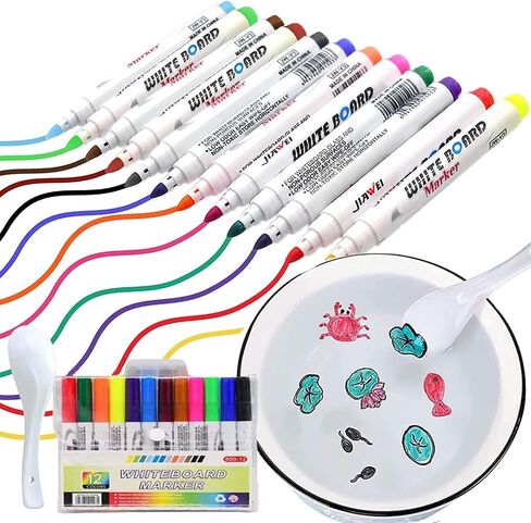 Magical Floating Water Painting Pen, Magical Floating Ink Pen , Doodle Water Floating Pen, Water Writing Mat Pen Doodle Pen Set for Kids Adult Gift (12PCS) in Saudi Arabia