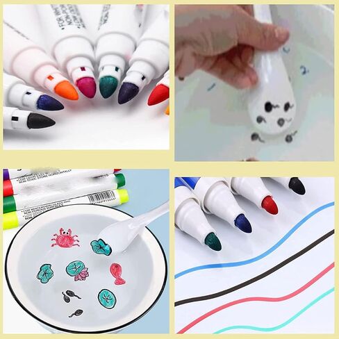 Magical Floating Water Painting Pen, Magical Floating Ink Pen , Doodle Water Floating Pen, Water Writing Mat Pen Doodle Pen Set for Kids Adult Gift (12PCS) in Saudi Arabia