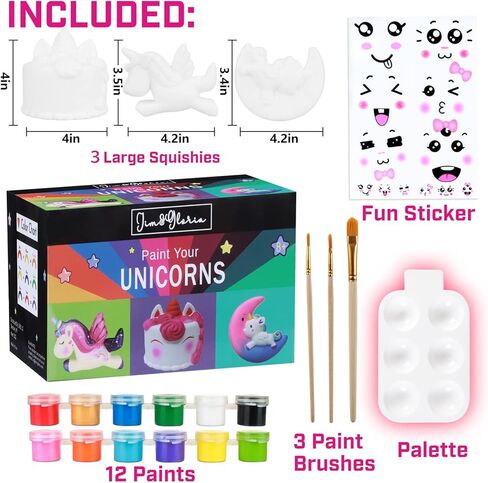 Jim&Gloria Paint Your Own Squishy Toys Arts and Crafts DIY Kit Jumbo Squishies for Girls and Boys Teens or Kids Birthday Gifts Christmas Stocking Stuffers Fillers Thanksgiving Gift Basket (Pack of 3) in Kuwait
