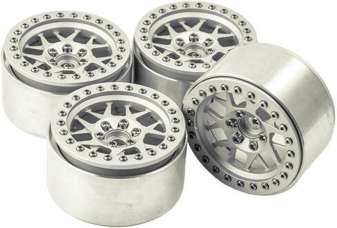 موهيرو 2.2 بوصة RC Beadlock عجلات/حواف لسيارة زاحفة Rc بمقياس 1/10 90018 حزمة من 4 (فضي + أسود) in Kuwait