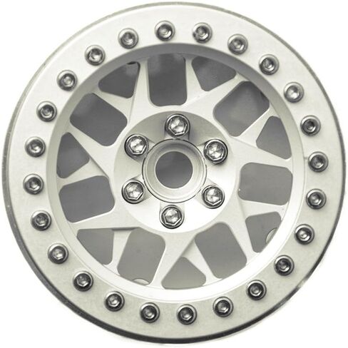موهيرو 2.2 بوصة RC Beadlock عجلات/حواف لسيارة زاحفة Rc بمقياس 1/10 90018 حزمة من 4 (فضي + أسود) in Kuwait