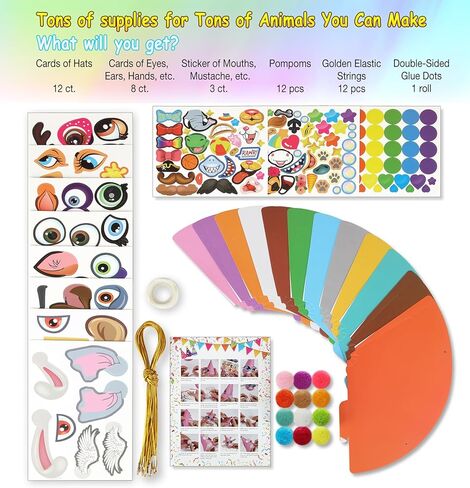 قبعات الحفلات وحفلات أعياد الميلاد والفنون والحرف اليدوية للأطفال اصنع دمية الوحش ورق المرح قبعة الحفلات مستلزمات الألعاب ملصقات الوجه هدايا لعيد الميلاد المجيد ديكورات السنة الجديدة in Kuwait