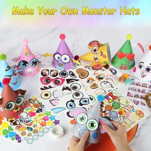قبعات الحفلات وحفلات أعياد الميلاد والفنون والحرف اليدوية للأطفال اصنع دمية الوحش ورق المرح قبعة الحفلات مستلزمات الألعاب ملصقات الوجه هدايا لعيد الميلاد المجيد ديكورات السنة الجديدة in Kuwait
