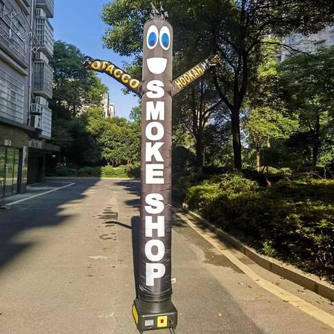 10 أقدام طويل القامة متجر الدخان الهواء نفخ Tubeman راقص الشيشة أنابيب اليد الرقص بطريقة مثالية الحصول على العلامة التجارية التجارية لاحظت أنبوب الدمى الرجل متوافق مع 12 "قطر الفيلكرو جبل دون منفاخ أسود (10 قدم) in Kuwait