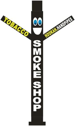 10 أقدام طويل القامة متجر الدخان الهواء نفخ Tubeman راقص الشيشة أنابيب اليد الرقص بطريقة مثالية الحصول على العلامة التجارية التجارية لاحظت أنبوب الدمى الرجل متوافق مع 12 "قطر الفيلكرو جبل دون منفاخ أسود (10 قدم) in Kuwait