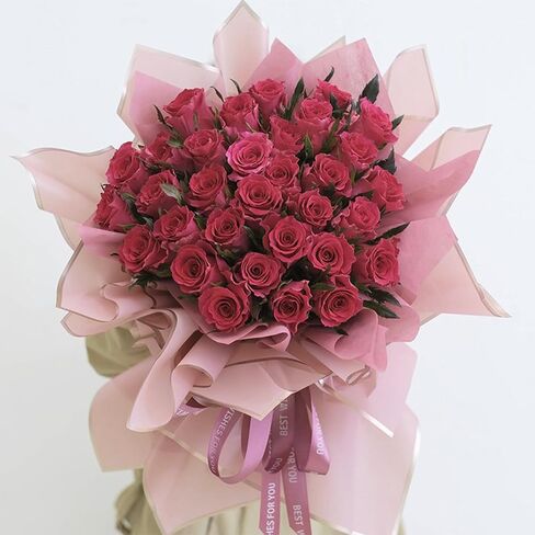Gloreyan 40 ورقة 4 ألوان حافة ذهبية ورق تغليف الزهور، باقة زهور مقاومة للماء DIY Crafts Fresh Flower Bouquet Wrap Gift Box مواد التعبئة والتغليف لوازم الزهور، 22.8 * 22.8 بوصة (لون رومانسي) in Kuwait