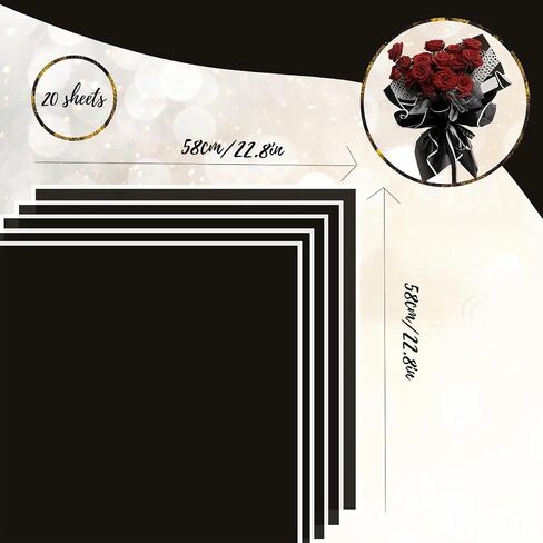 Gloreyan 40 ورقة 4 ألوان حافة ذهبية ورق تغليف الزهور، باقة زهور مقاومة للماء DIY Crafts Fresh Flower Bouquet Wrap Gift Box مواد التعبئة والتغليف لوازم الزهور، 22.8 * 22.8 بوصة (لون رومانسي) in Kuwait