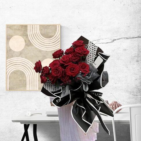 Gloreyan 40 ورقة 4 ألوان حافة ذهبية ورق تغليف الزهور، باقة زهور مقاومة للماء DIY Crafts Fresh Flower Bouquet Wrap Gift Box مواد التعبئة والتغليف لوازم الزهور، 22.8 * 22.8 بوصة (لون رومانسي) in Kuwait