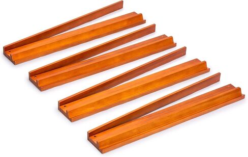 Yellow Mountain Imports 18-Inch Dark Pine Wooden Mahjong Game Racks with Built-in Pushers - Set of 4 in Saudi Arabia