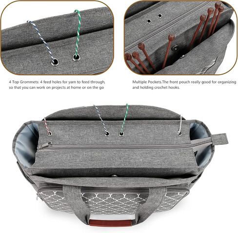 Knitting Bag Yarn Storage Tote - Yarn Storage Organizer, Crochet Organizer Bag with Crochet Hooks, Yarn Skiens, Knitting Needles and Accessories (Black) in Kuwait