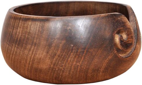 وعاء غزل خشبي مصنوع يدويًا من قبل حرفيين هنديين مع خشب المانجو الممتاز للحياكة والكروشيه - مع ثقوب للحفاظ على إبر الحياكة - مجموعة عيد الأم 2019 in Kuwait