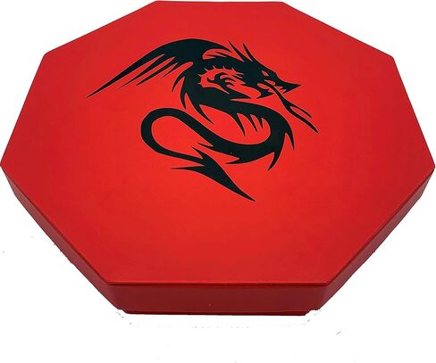 علبة النرد من Luck Lab مقاس 20.32 سم - باللون الأحمر - مع غطاء ومنطقة تحريك النرد لألعاب الطاولة من أجل لعبة RPG - تصميم التنين in Kuwait