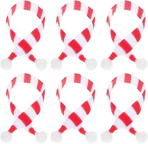 وشاح دمية صغير لزجاجة النبيذ، وشاح عنق مصغر للكريسماس، غطاء زجاجة نبيذ للكريسماس، 20 قطعة للحرف اليدوية واكسسوارات الشعر وصنع المجوهرات، احمر وابيض in Kuwait