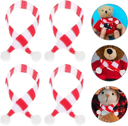 وشاح دمية صغير لزجاجة النبيذ، وشاح عنق مصغر للكريسماس، غطاء زجاجة نبيذ للكريسماس، 20 قطعة للحرف اليدوية واكسسوارات الشعر وصنع المجوهرات، احمر وابيض in Kuwait