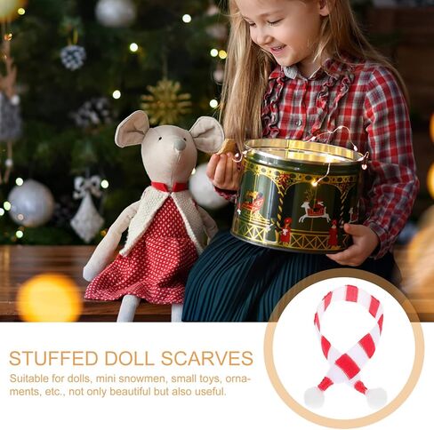 وشاح دمية صغير لزجاجة النبيذ، وشاح عنق مصغر للكريسماس، غطاء زجاجة نبيذ للكريسماس، 20 قطعة للحرف اليدوية واكسسوارات الشعر وصنع المجوهرات، احمر وابيض in Kuwait