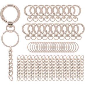60 Pieces Key Chain Ring Including 20 Pieces Keychain with 20 Pieces Open Jump Rings Connectors and 20 Pieces Swivel Spring Snap for Keychain DIY Jewelry Making Findings - Silver in Saudi Arabia