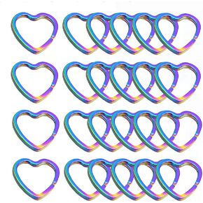 نوين حلقة مفاتيح ملونة على شكل قلب - حلقة قفز بالوان قوس قزح مصنوعة من الجلد لصناعة سلاسل المفاتيح والمجوهرات (قوس قزح (10 قطع))، 30 ملم in Kuwait