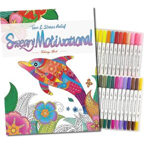 عدد قليل من كتب التلوين لكلمات أقسم لاسترخاء البالغين مع 36 قلم تحديد. كتاب تلوين مضحك للبالغين مع اقتباسات تحفيزية، وتخفيف التوتر والقلق، والتهدئة، والاسترخاء، وهدية لمحبي الشتائم in Kuwait