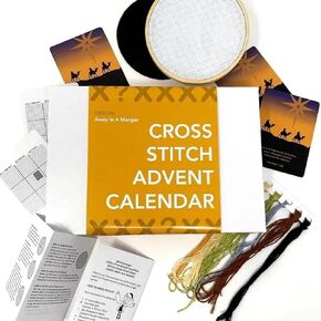 تقويم مجيء عبر الغرز، تقويم مجيء عيد الميلاد 2023، مجموعات غرز متقاطعة، طقم تطريز عيد الميلاد للفتيات والنساء المبتدئين (أصفر) in Kuwait