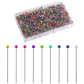 600 قطعة من دبابيس الخياطة الملونة من ccHuDE دبابيس الخياطة المستقيمة دبابيس رأس بلاستيكية دبابيس خياطة اللحف اليدوية مع صندوق شفاف in Kuwait