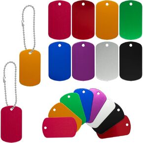 StayMax Aluminum Dog Tag Blank Tags Stamping Blanks Dog Metal Tags Engraving Blanks with Short Ball Chain 25 Set (Black) in Kuwait