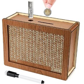 Wooden Adult Piggy Bank,Money Saving Box,Piggy Bank for Adults Kids,Book Shape Piggy Bank with 5000$ Saving Challenge in Kuwait