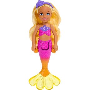 Barbie Dreamtopia Chelsea Mermaid Small Doll with Removable Hair Accessory, Wavy Blonde Hair & Ombre Tail, Bends at Waist in Kuwait
