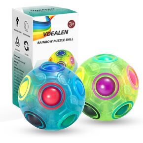 كرة ألغاز قوس قزح السحرية من Vdealen - لعبة ألغاز كرة فيدجيت - لعبة دعابة الدماغ للأولاد والبنات من سن 3 سنوات فما فوق - لعبة هدايا عيد الميلاد وعيد الفصح للأطفال والمراهقين والبالغين - عبوتان in Kuwait