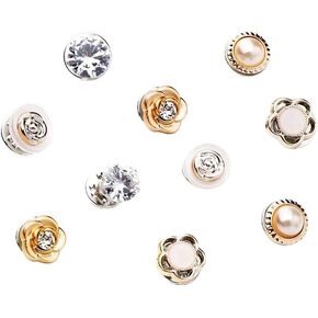 Joyci 10-Pack Women Shirt Brooch Buttons Lapel Pins Novelty Suit Vest Safety Buckle Metal Tie Tacks Pin Back Clutch