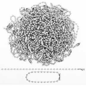 100PCS Stainless Steel Ball Chain, 4 Inch Ball Chain Necklace Bulk Silver Ball Bead Chain Connector Clasp Extension Keychain Tag Key Rings Dog Tag Chains for Jewelry Making DIY Crafts Accessories