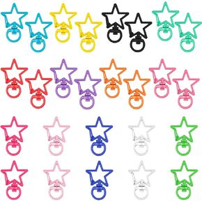 Azure Zone, 50 Pack Silver Star Clasp Metal Keychains Swivel Lobster Shape Claw Snap Hooks with Bracelet Necklace for Jewelry Making DIY Supplies