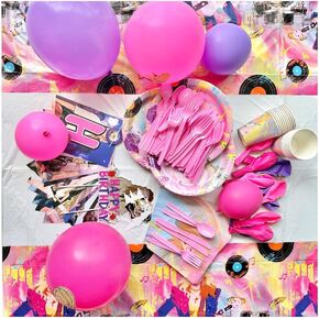 (153 PCS) Swift Singer Birthday Party Decorations Taylor Music Party Supplies Tableware Includes Banner, Balloons, Cupcake Toppers, Cake Topper, Plates ,Napkins, knives, Forks, Spoons, Tablecloth in Kuwait