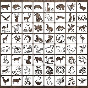 64 Pieces Stencils for Painting, Small Reusable Flower Plant Stencil, Art Craft Template for Painting on Wood, Wall, Fabric, Rock, Chalkboard, Sign, DIY Art Scrapbook Projects(Plants)