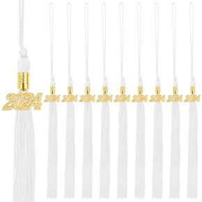 10pcs Graduation Tassels with 10pcs 2023 Year Date Charms Grad Graduation Cap Tassel Graduation Hat Decoration for 2023 Graduation Gifts Party Activities, White and Golden in Kuwait