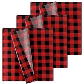 Kavoc 60 Sheets 20 x 20 Inch Large Size Buffalo Plaid Tissue Gift Wrap Tissue Christmas Wrapping Paper Rustic Art Holiday Wrapping Paper for DIY Crafts Christmas Wrapping (3 Colors)